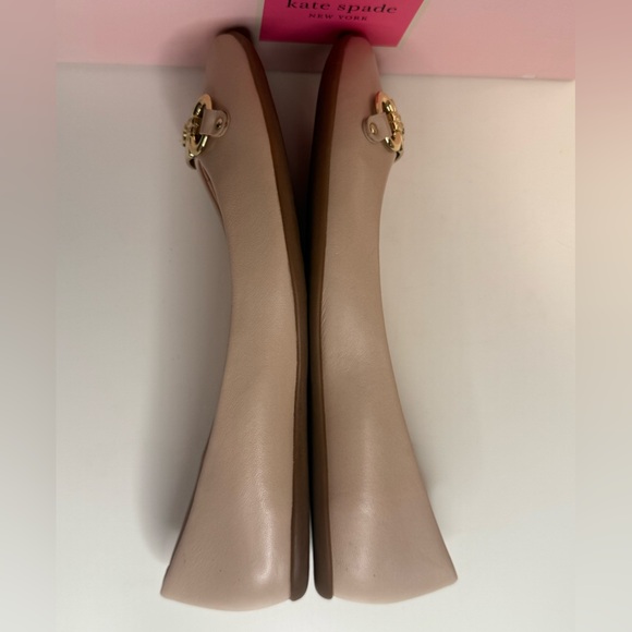 Kate Spade Phoebe Blush Pink Leather Flats with Gold Buckle Preppy Size 9.5M - Picture 15 of 16